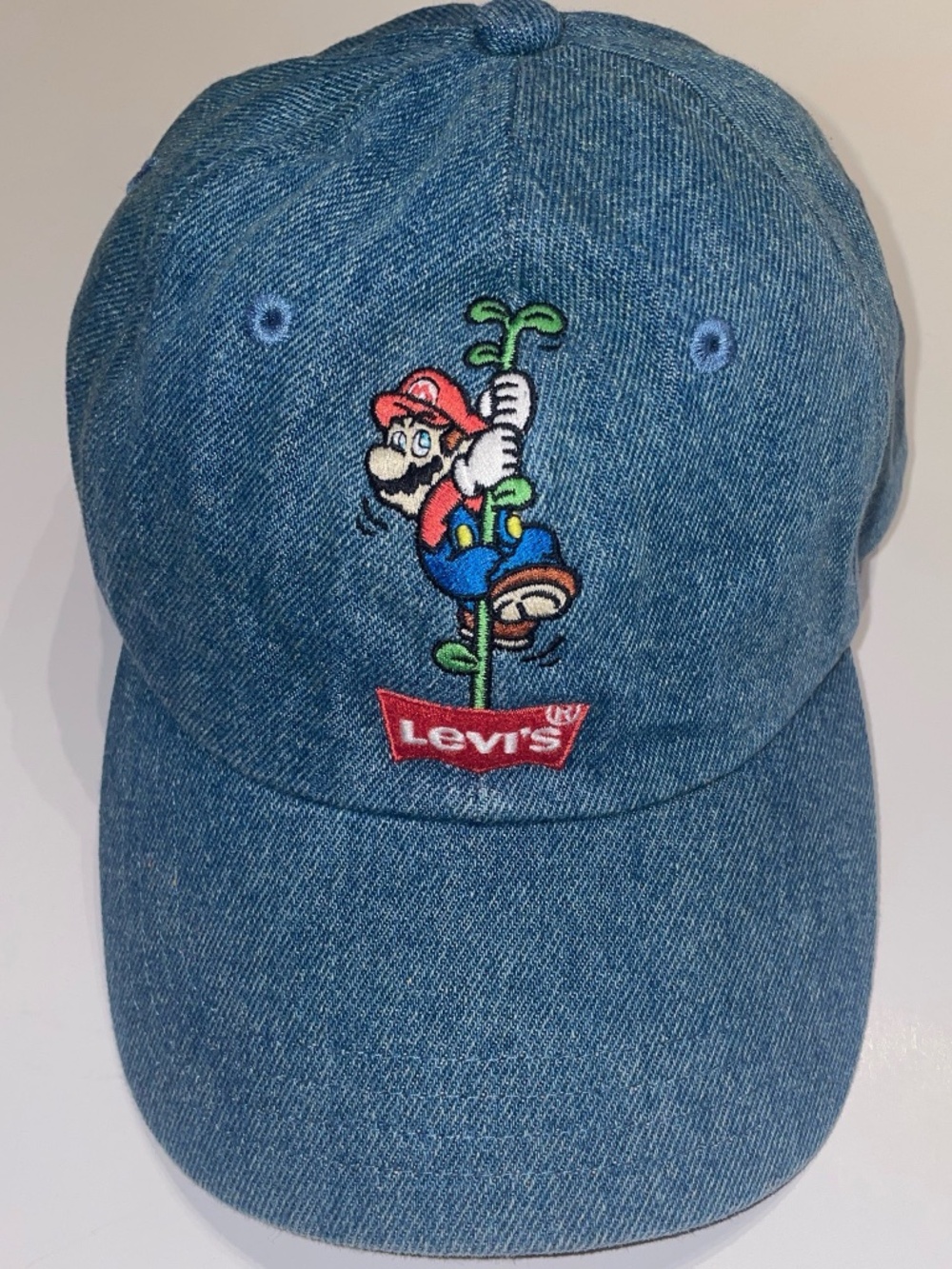 Levi's Blue Solid Mario Bros Adjustable Baseball Cap One Size Men Mario Cartoon